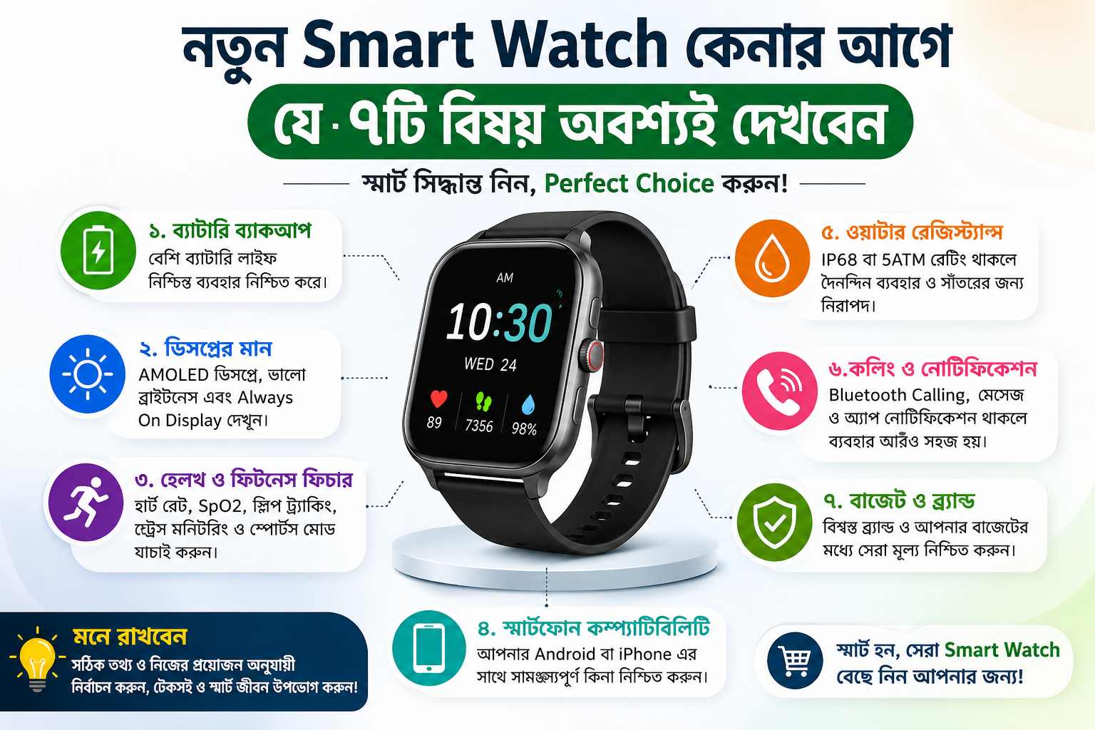 Smart Watch কেনার আগে যে ৭টি বিষয় অবশ্যই খেয়াল রাখবেন (Complete Guide)