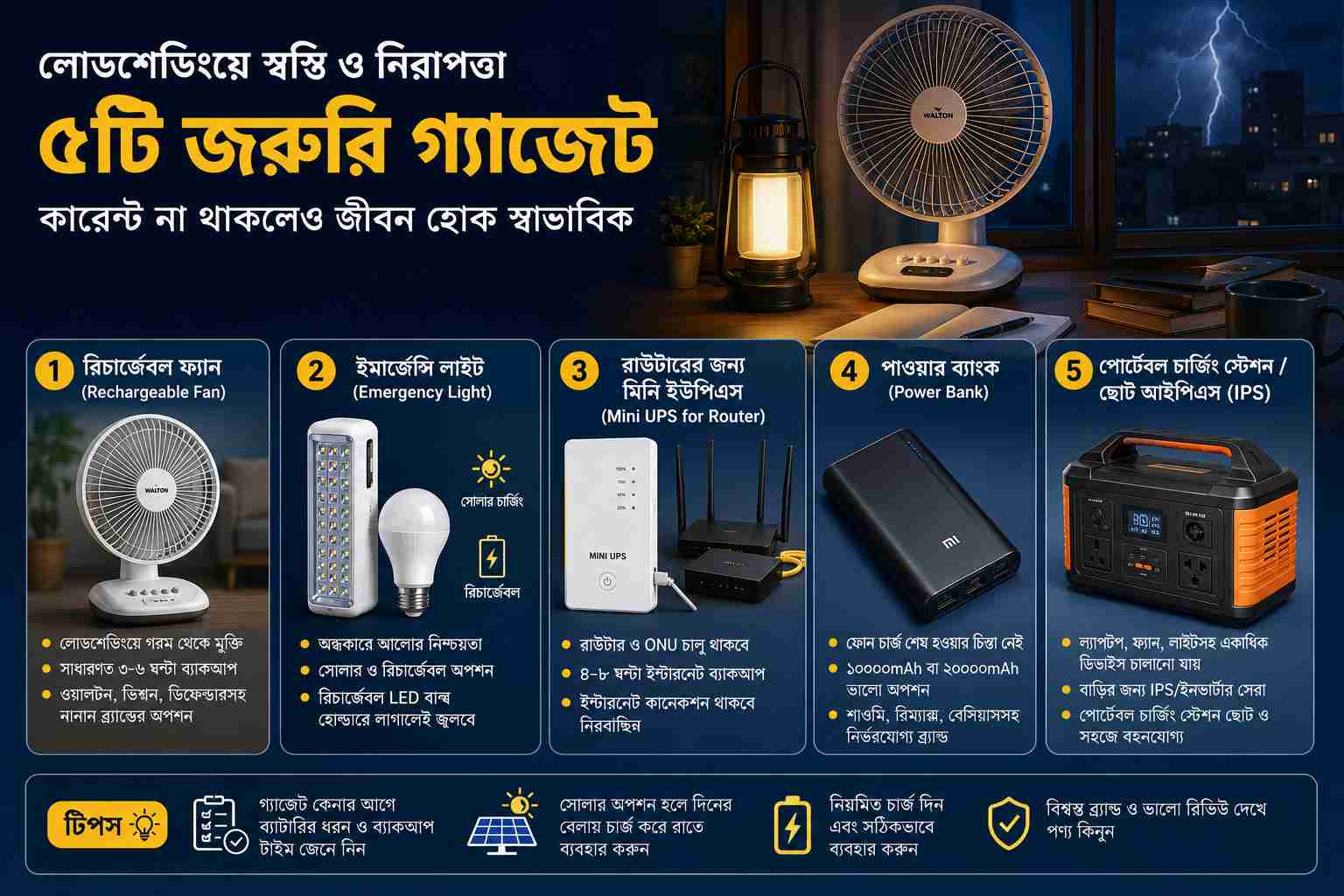 লোডশেডিংয়ের সময় দরকারি গ্যাজেট - Power Backup BD