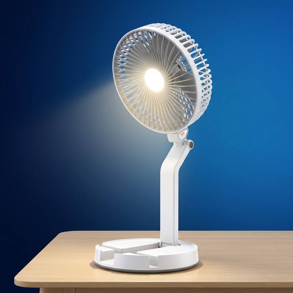 Rechargeable Folding Table Fan with LED Light for Home & Office in Bangladesh thumbnail 5