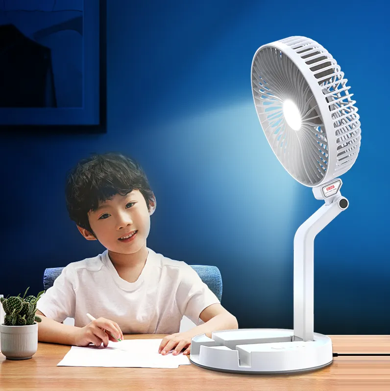 Rechargeable Folding Table Fan with LED Light for Home & Office in Bangladesh thumbnail 2