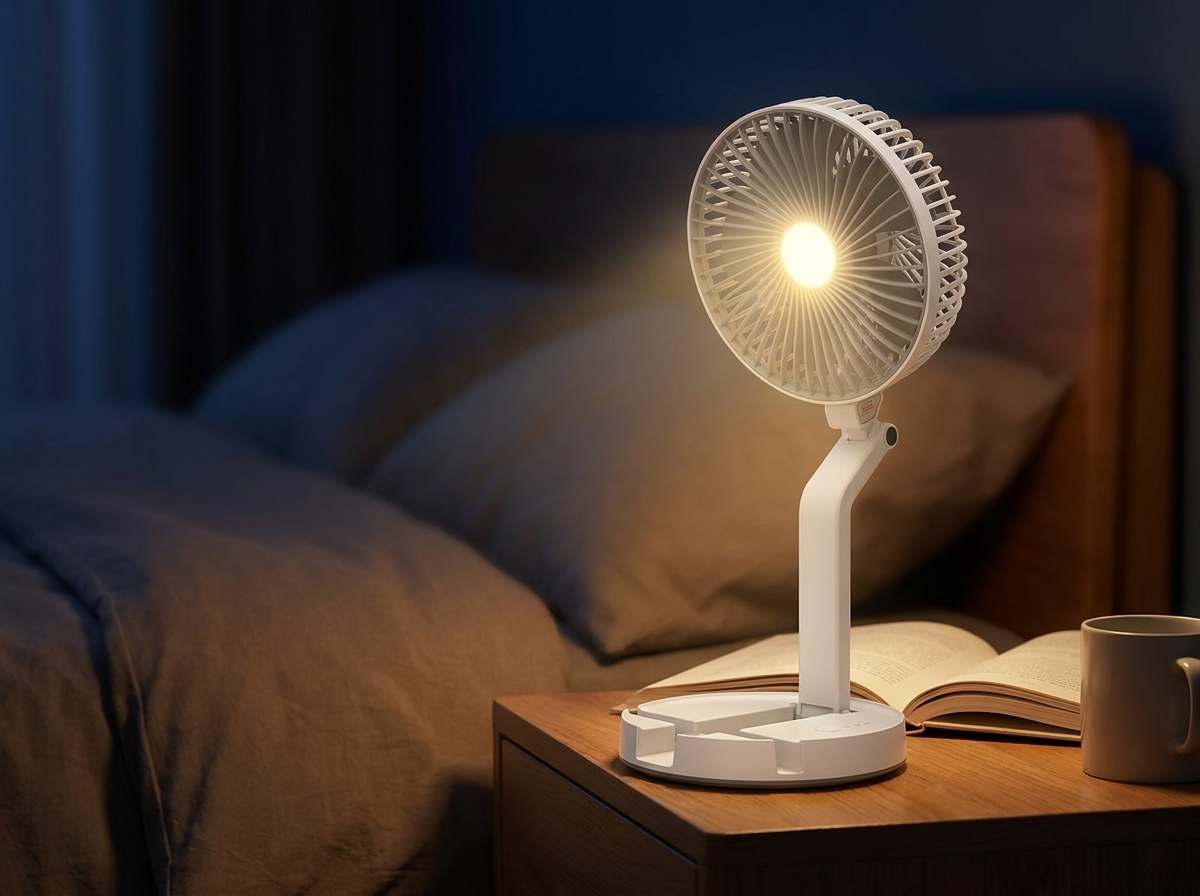 Rechargeable Folding Table Fan with LED Light for Home & Office in Bangladesh thumbnail 6