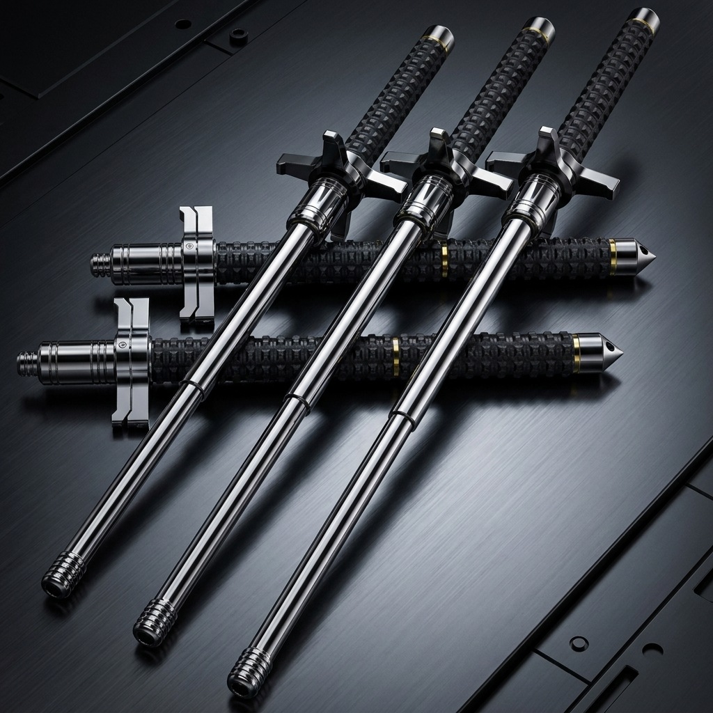 26inc Premium Self Defense Retractable Metal Stick - Telescopic Three-Section Metal Baton thumbnail 6