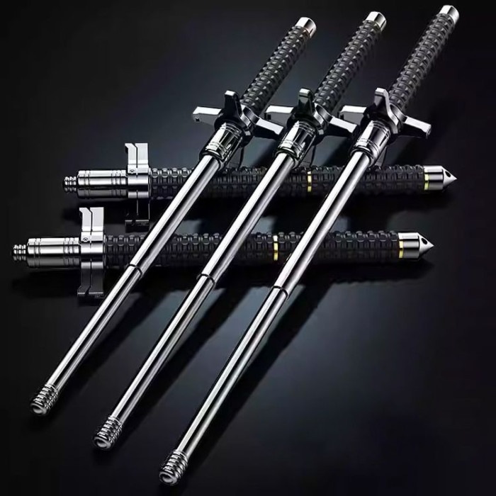 26inc Premium Self Defense Retractable Metal Stick - Telescopic Three-Section Metal Baton thumbnail 4