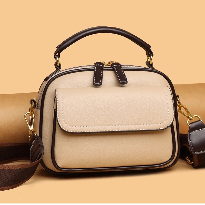 New Sac a Main Women Handbag Soft Small Shoulder PU Leather Tote Hand Bag for Ladies [Light Cream] thumbnail 3