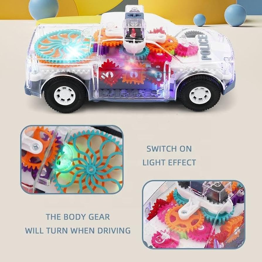 Baby Toddler Police Car - Transparent Gear Light & Music Toy thumbnail 6
