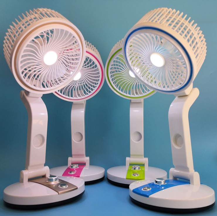 Rechargeable Folding Table Fan with LED Light in Bangladesh