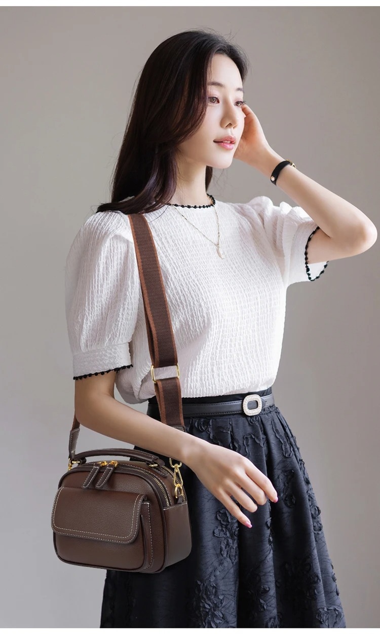 New Sac a Main Women Handbag Soft Small Shoulder PU Leather Tote Hand Bag for Ladies[Brown] thumbnail 4